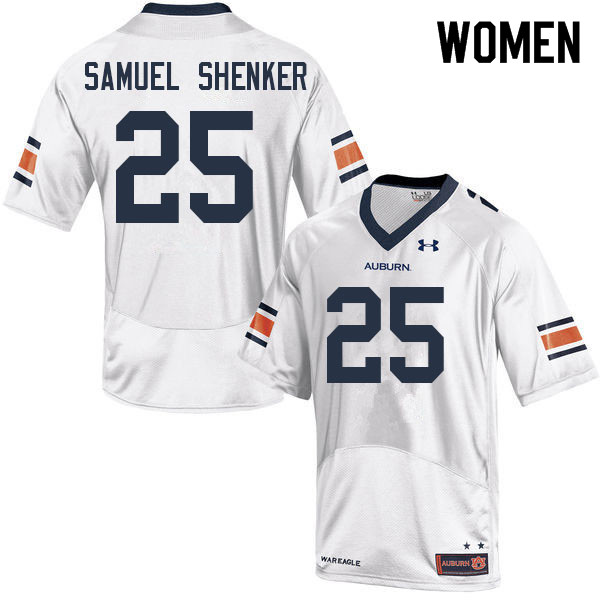 Women #25 John Samuel Shenker Auburn Tigers College Football Jerseys Sale-White - Click Image to Close